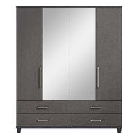 Phoebe 4 Door Mirrored Gents Wardrobe Black