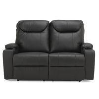 phillip leather 2 seater reclining sofa black