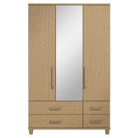 Phoebe 3 Door Mirrored Gents Wardrobe Oak