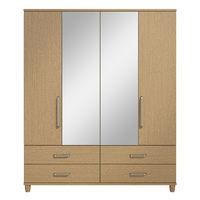 Phoebe 4 Door Mirrored Gents Wardrobe Oak