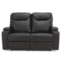 Phillip Leather 2 Seater Reclining Sofa Black