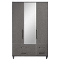 Phoebe 3 Door Mirrored Gents Wardrobe Black