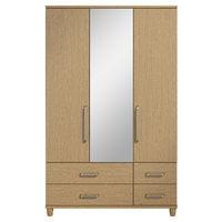 Phoebe 3 Door Mirrored Gents Wardrobe Oak