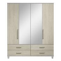 Phoebe 4 Door Mirrored Gents Wardrobe Elm