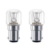 Philips B22 15W Incandescent Dimmable Appliance Light Bulb Pack of 2