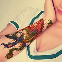 Phoenix Flower Arm Waterproof Flower Arm Temporary Tattoos Stickers Non Toxic Glitter