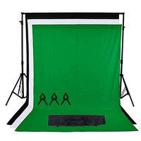 Photo Studio Black White Green Backdrop Chroma Key Screen Stand Kit