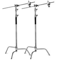 Phot-R 2x Heavy Duty C-Stand with Boom Arm - Silver