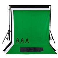 Phot-R Non-Woven Backdrop Kits (2 x 3m, 3x3m Black + Green + White)