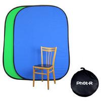 Phot-R 150 x 200cm 100% Cotton Pop-Up Backdrop - Blue & Green