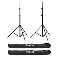 Phot-R x2 3m Air Cushioned Light Stand with 2x Carry Case Kit