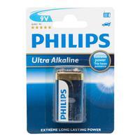 Phillips Ultra Alkaline 9V 6LR61 Battery - Black, Black