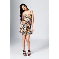 Photographic Floral Bustier Dress