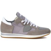 Philippe Model Paris Tropez grey suede and fabric sneaker men\'s Trainers in grey