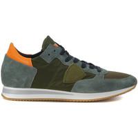 Philippe Model Paris Tropez dark green suede and fabric sneaker men\'s Trainers in green