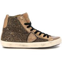 Philippe Model Paris Classic High Sneakers in leather glitter and taupe leather women\'s Shoes (High-top Trainers) in gold