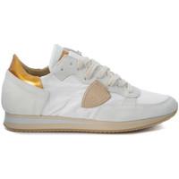 Philippe Model Paris Sneakers Tropez in suede e tessuto bianco e oro women\'s Shoes (Trainers) in white