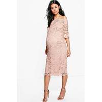 phoebe boutique off the shoulder crochet dress blush