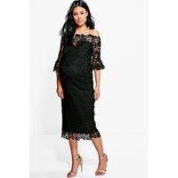 Phoebe Boutique Off The Shoulder Crochet Dress - black