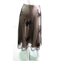 Phase Eight Size 12 Pearl and Black Floral Embroidered Mesh Midi Skirt