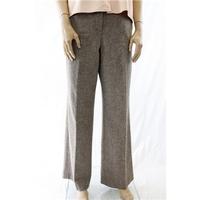 Phase Eight Size 14 Brown and White Herringbone Woolen Trousers