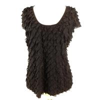 Phase Eight 14 Black Top with Diagonal Ruffles