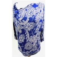 Phase Eight Size 14 Ultramarine Blue And White Paisley Print Top