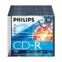 philips cd r 700mb 80min 52x 10pk slim case