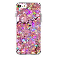 Pink Round Sequins For Ultra Thin Transparent Pattern Case Back Cover Case Tile Soft TPU for iPhone 7 Plus 7 6s Plus 6 Plus 6s 6 SE 5s 5