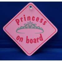 Pink Princess On Board Diamond Hanger Sign