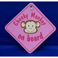 Pink Cheeky Monkey Diamond Hanger Sign