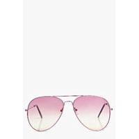 Pink Ombre Lense Aviator Fashion Glasses - gold