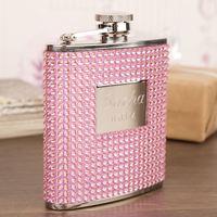 Pink Diamonte Hipflask