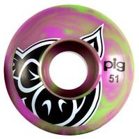 Pig Swirls Skateboard Wheels - Purple/Green 51mm (Pack of 4)