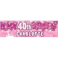 Pink Glitz Age 40 Personalised Party Banner