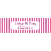 Pink Stripe Personalised Party Banner