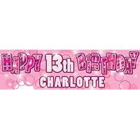 Pink Glitz Age 13 Personalised Party Banner