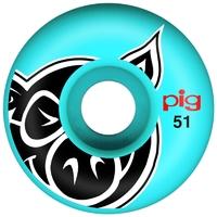 Pig Pig Head Skateboard Wheels - Blue 51mm (Pack of 4)