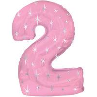 pink number 2 sparkly foil balloon