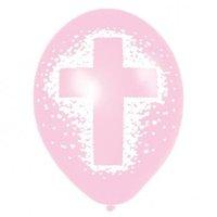 Pink Cross Christening Latex Balloons (pack Of 25)