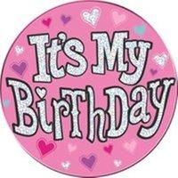 Pink It\'s My Birthday Party Badge