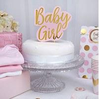 pink gold foil baby girl cake topper