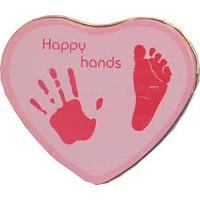 pink happy hands hand footprint tin