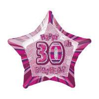 Pink Glitz 30th Birthday Star Foil Helium Balloon