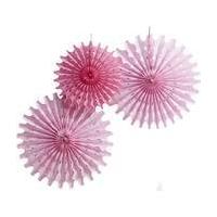 Pink Tissue Paper Fan Decorations 3 Pack