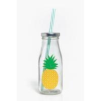 Pineapple Print Straw Bottle - yellow