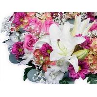 Pinks and Lilies Flower Wreath