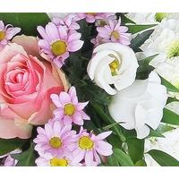 pink and white funeral posy