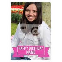 pink banner photo upload birthday card
