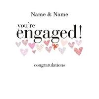 pink hearts personalised engagement card